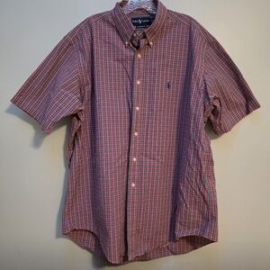 RALPH LAUREN | Pink Plaid Short Sleeve Buttondown, Sz. XL